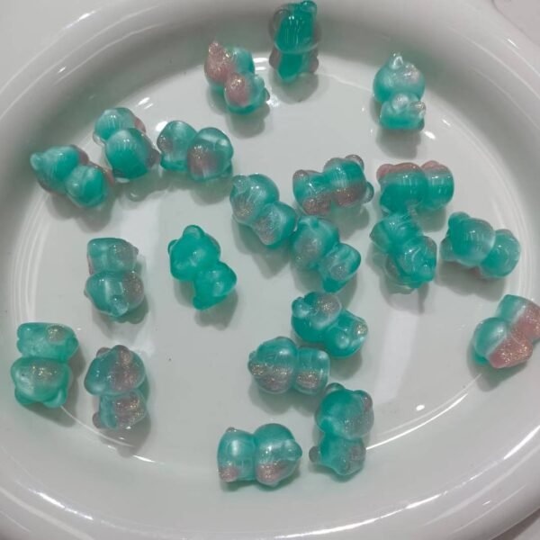 Open Hole Two-tone Shimmer Bear Beads