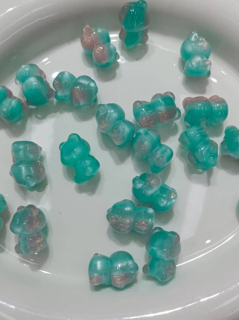 Open Hole Two-tone Shimmer Bear Beads