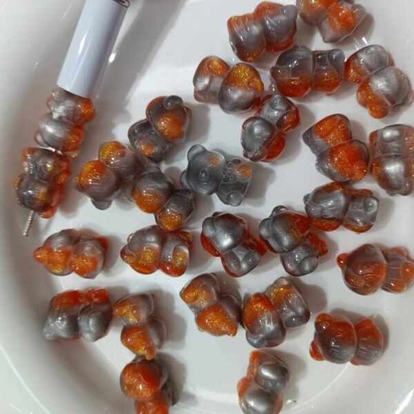 Open Hole Two-tone Shimmer Bear Beads