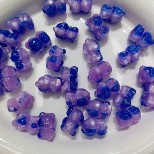 Open Hole Two-tone Shimmer Bear Beads