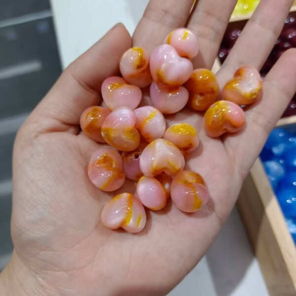 A08-7 Two-tone Shimmer Heart Beads