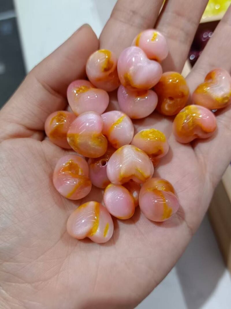 A08-7 Two-tone Shimmer Heart Beads