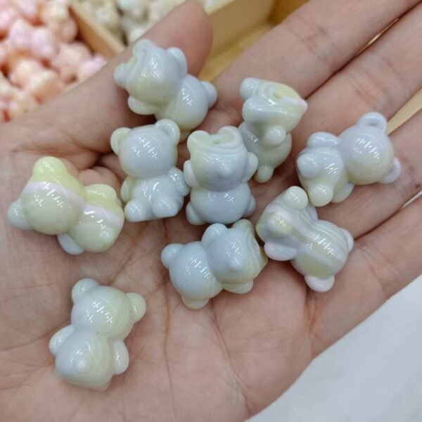 Open Hole Two Solid Color Bear Beads