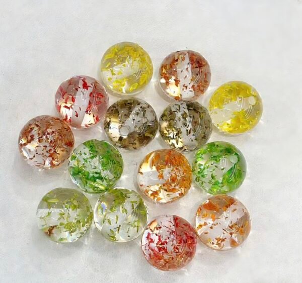 Clear Beads with Inner Floral Bits