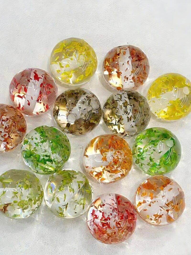 Clear Beads with Inner Floral Bits