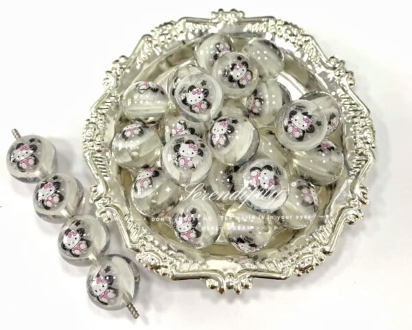 A24-4 Heart Hello Kitty Printed Beads