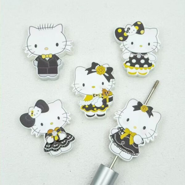 3D Embossed Open Hole Black Gold Hello Kitty