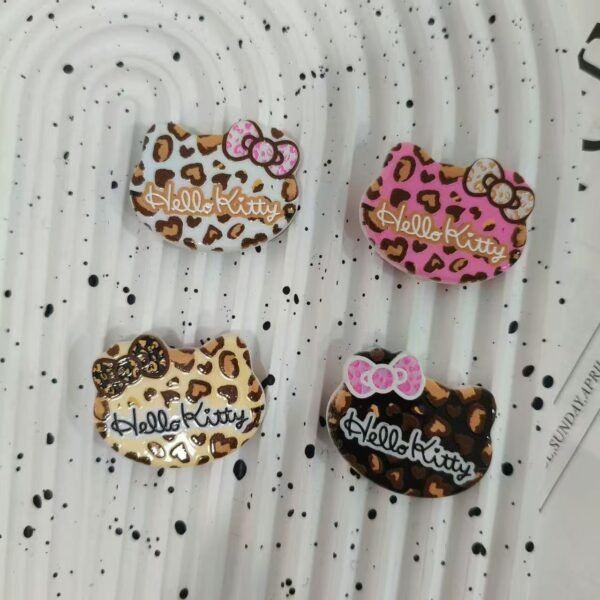 3D Embossed Open Hole Leopard Print Hello Kitty