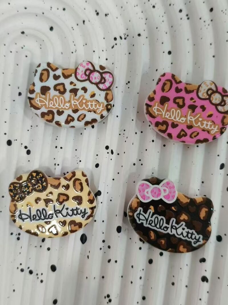 3D Embossed Open Hole Leopard Print Hello Kitty