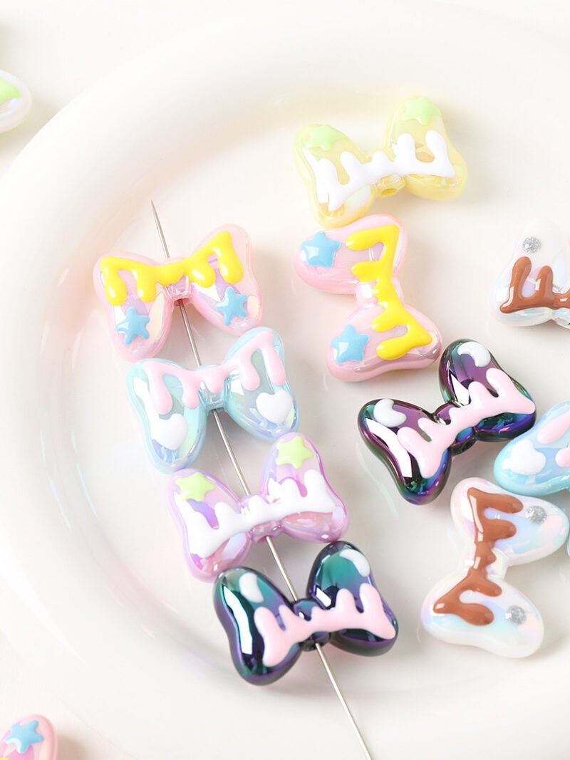 A74 Open Hole Hand-painted Heavy Bow Beads