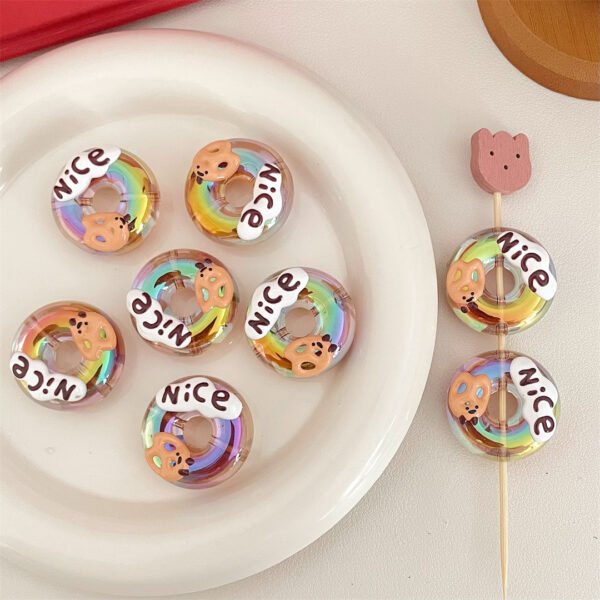 Open Hole Hand-painted Sugar Heart Donut Beads