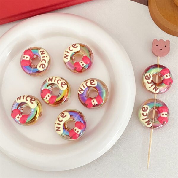 Open Hole Hand-painted Sugar Heart Donut Beads