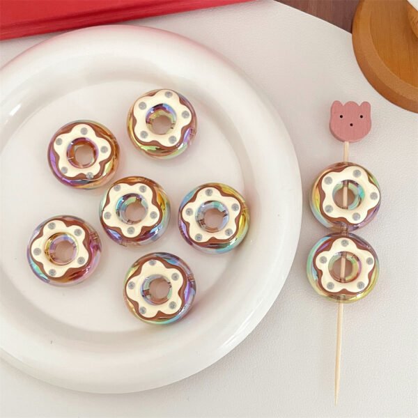Open Hole Hand-painted Sugar Heart Donut Beads