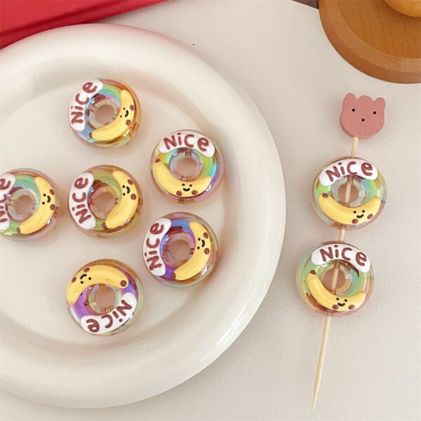 Open Hole Hand-painted Sugar Heart Donut Beads