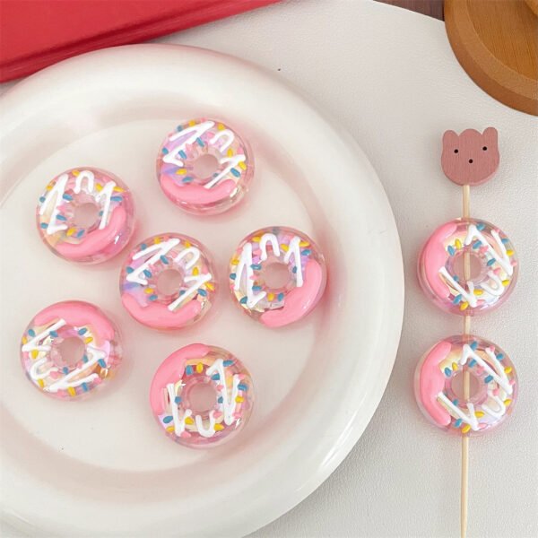 Open Hole Hand-painted Sugar Heart Donut Beads