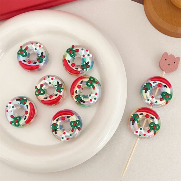 Open Hole Hand-painted Sugar Heart Donut Beads