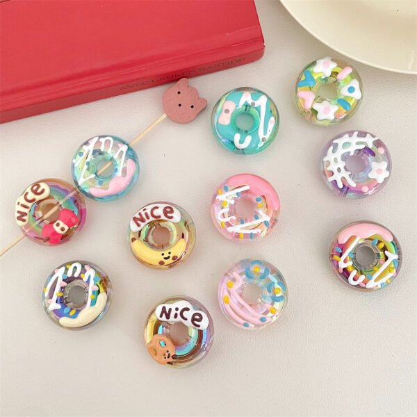 Open Hole Hand-painted Sugar Heart Donut Beads