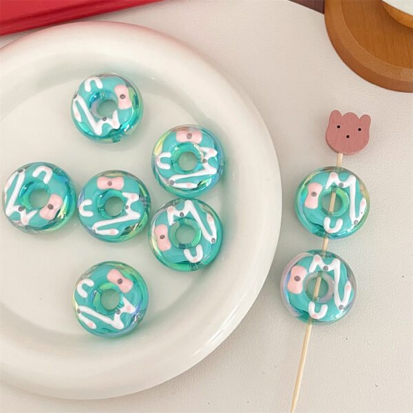 Open Hole Hand-painted Sugar Heart Donut Beads