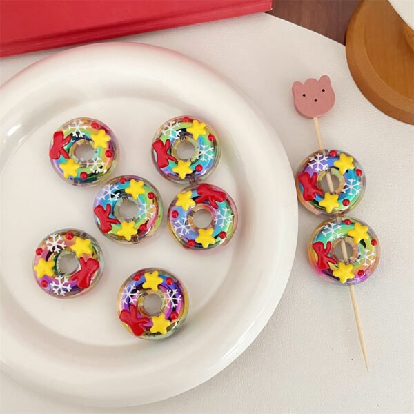 Open Hole Hand-painted Sugar Heart Donut Beads