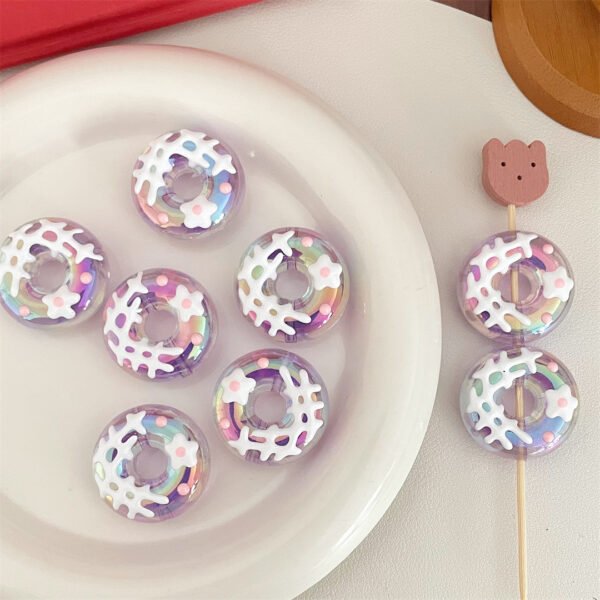 Open Hole Hand-painted Sugar Heart Donut Beads