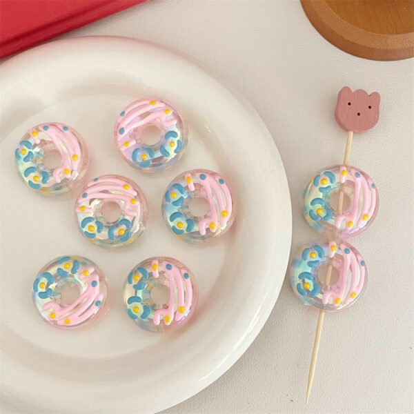 Open Hole Hand-painted Sugar Heart Donut Beads