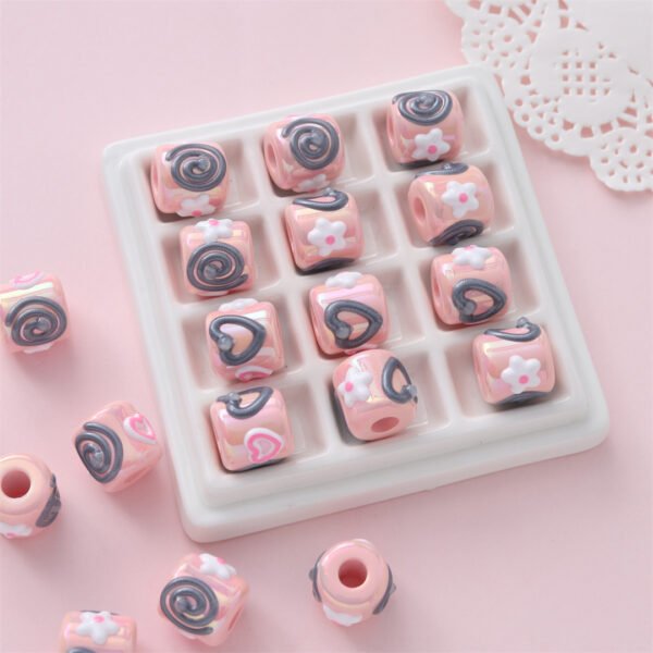 Cartoon Hand-painted Cylindrical Beads