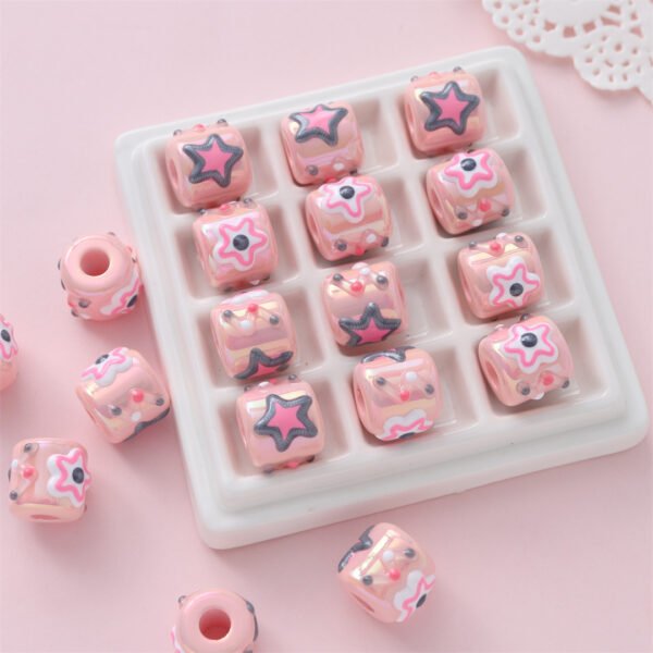 Cartoon Hand-painted Cylindrical Beads