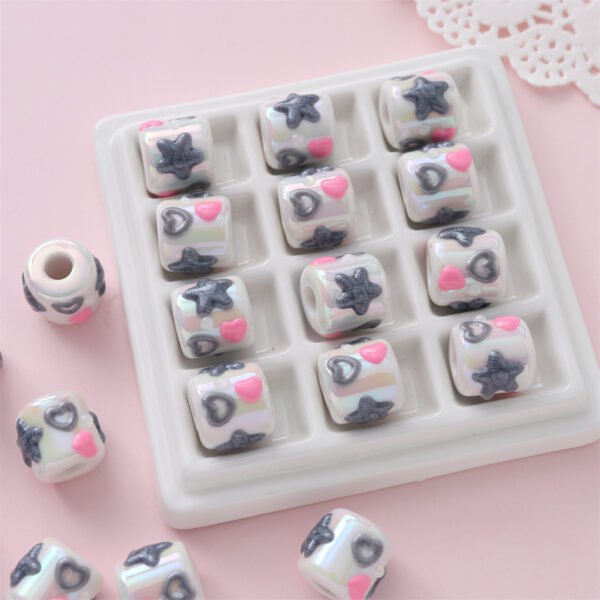 Cartoon Hand-painted Cylindrical Beads