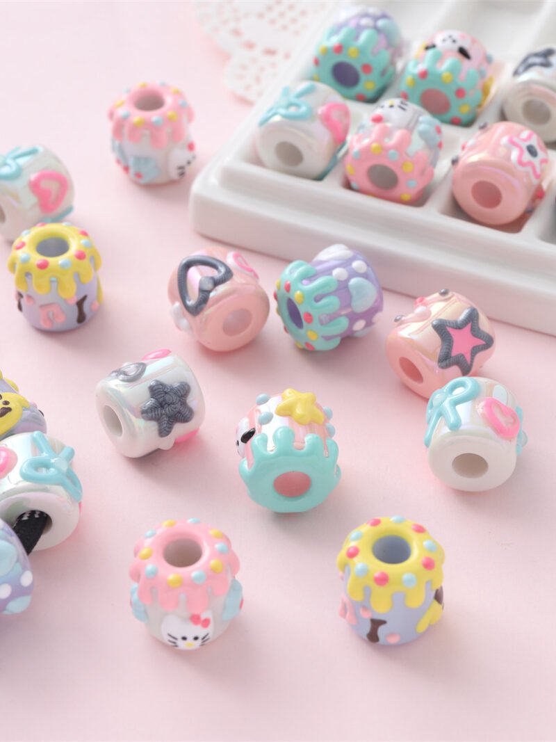 Cartoon Hand-painted Cylindrical Beads