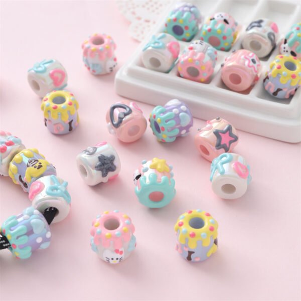 Cartoon Hand-painted Cylindrical Beads