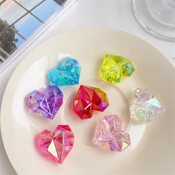 Open Hole Iridescent Rhombus Heart Beads