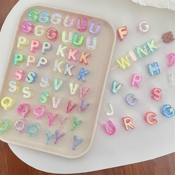 Translucent Colorful Letter Beads