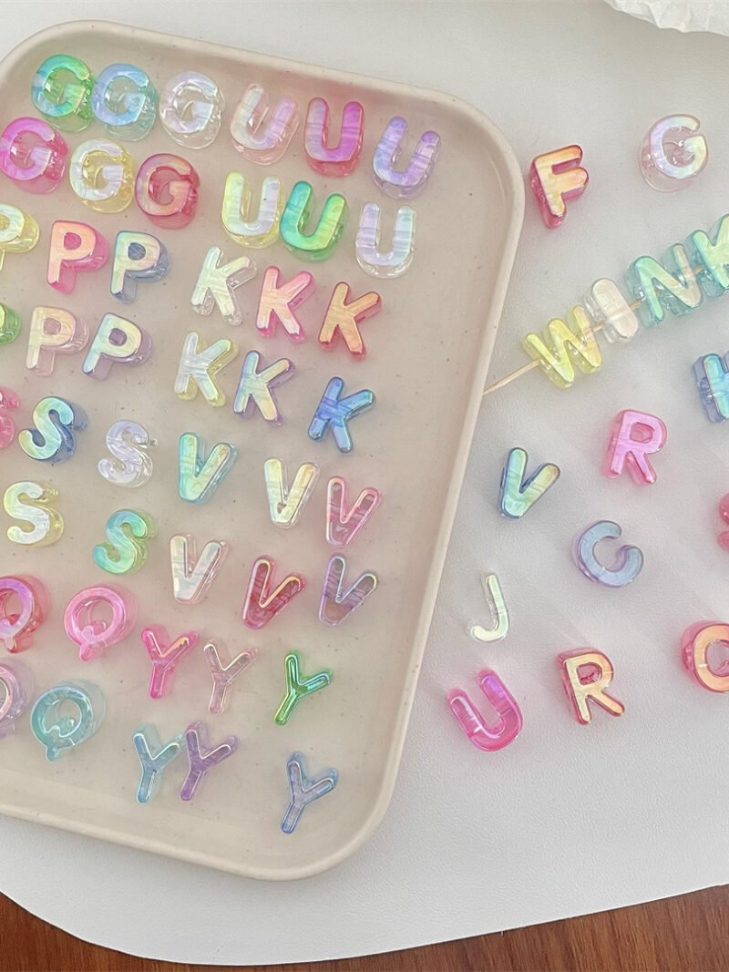 A94 Translucent Colorful Letter Beads