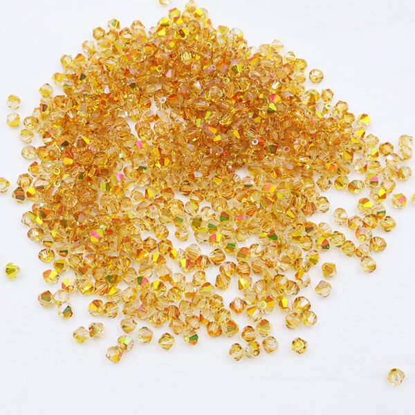 Super Shiny Crystal Rhombus Beads - Pink Gold