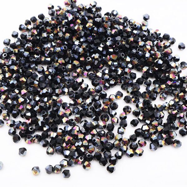 Super Shiny Crystal Rhombus Beads - Black Purple Rose