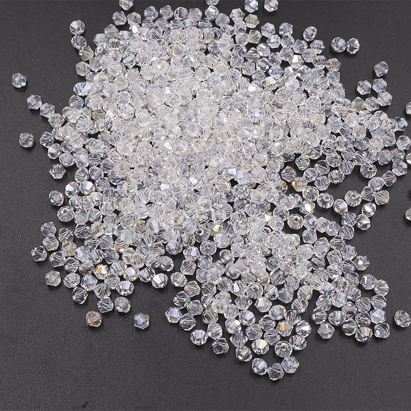 Super Shiny Crystal Rhombus Beads - Wedding White