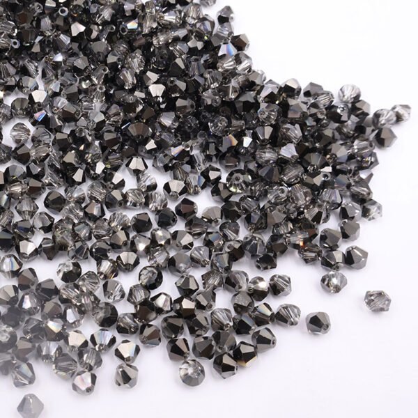 Super Shiny Crystal Rhombus Beads - Silver Phantom