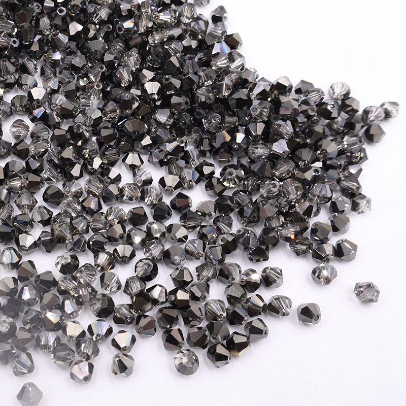 Super Shiny Crystal Rhombus Beads - Silver Phantom