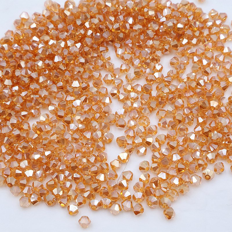 Super Shiny Crystal Rhombus Beads - Red Amber