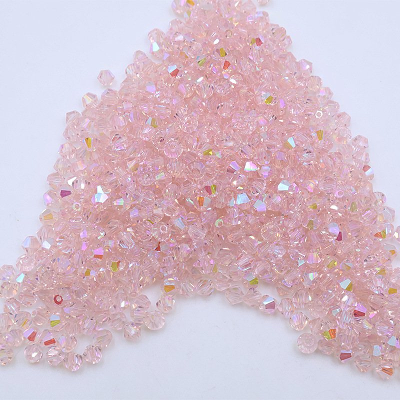 Super Shiny Crystal Rhombus Beads - Pink Plated Heaven