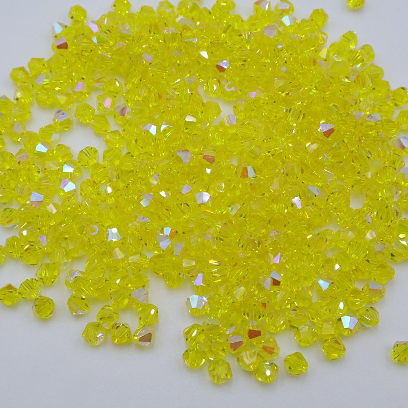 Super Shiny Crystal Rhombus Beads - Lemon Yellow