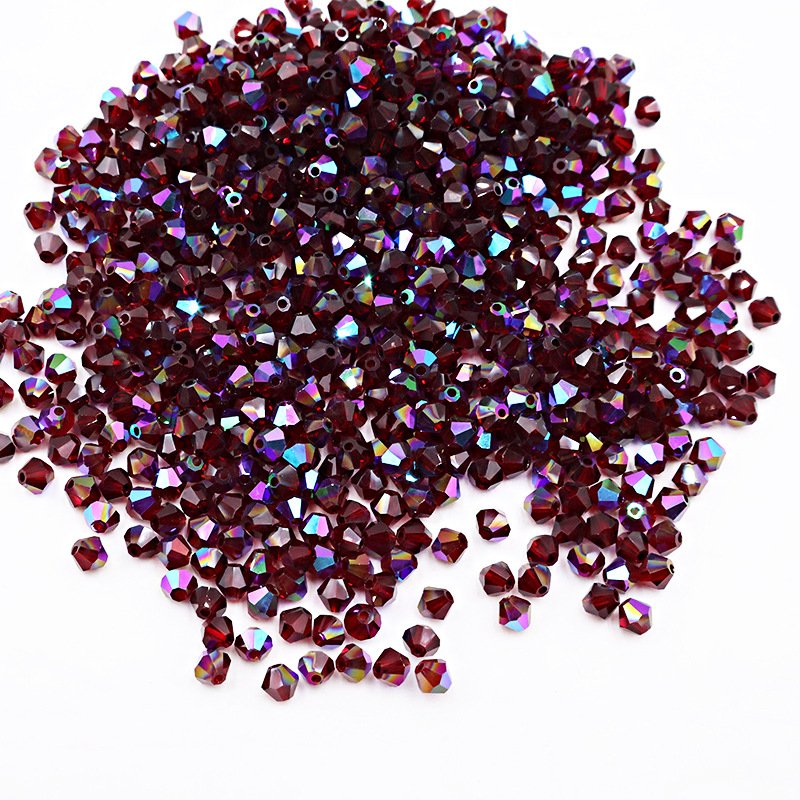 B43 Super Shiny Crystal Rhombus Beads - Deep Red Phantom Purple