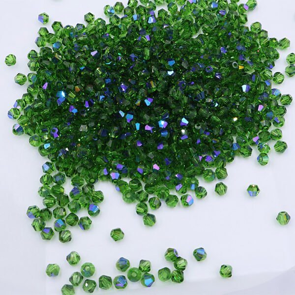 Super Shiny Crystal Rhombus Beads - Green Phantom