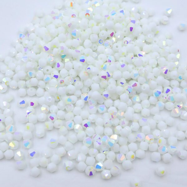 Super Shiny Crystal Rhombus Beads - Milky White