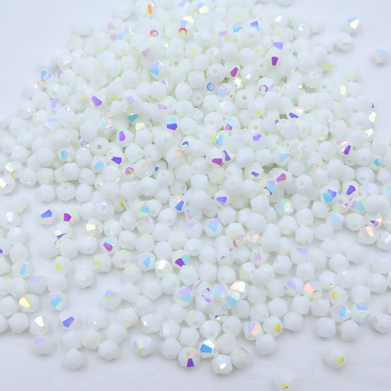 Super Shiny Crystal Rhombus Beads - Milky White