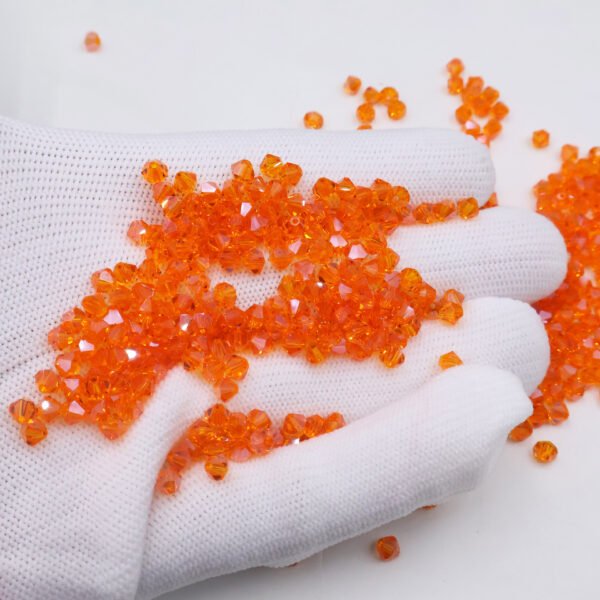 Super Shiny Crystal Rhombus Beads - Orange Red