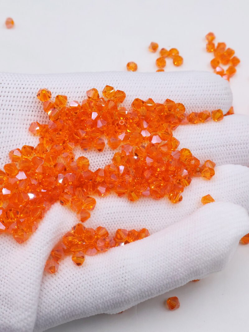 Super Shiny Crystal Rhombus Beads - Orange Red