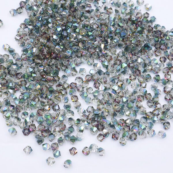 Super Shiny Crystal Rhombus Beads - Rose Green