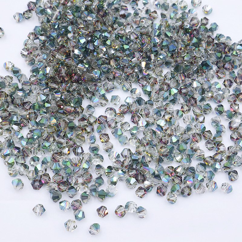 Super Shiny Crystal Rhombus Beads - Rose Green