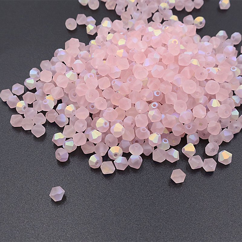 Super Shiny Crystal Rhombus Beads - Matte Pink